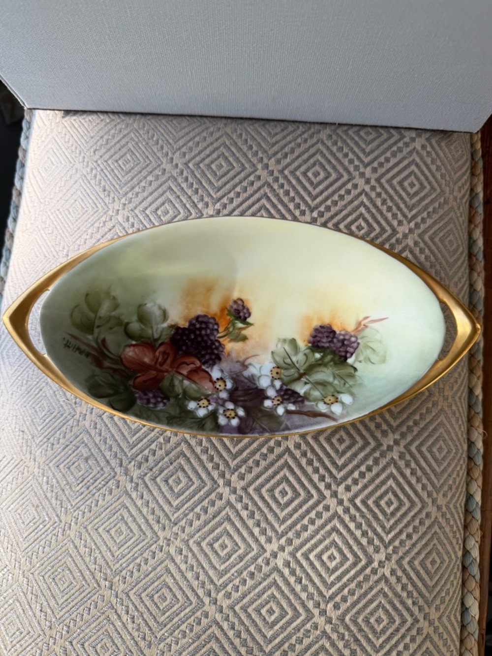 Antique Rosenthal Selb -Bavaria Fonatello Handpainted Fruit Porcelain Oval Dish